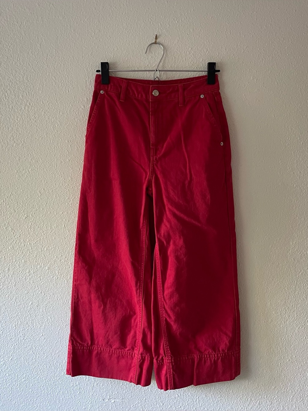 Topshop Moto Red Wide Leg Cropped Jeans W26